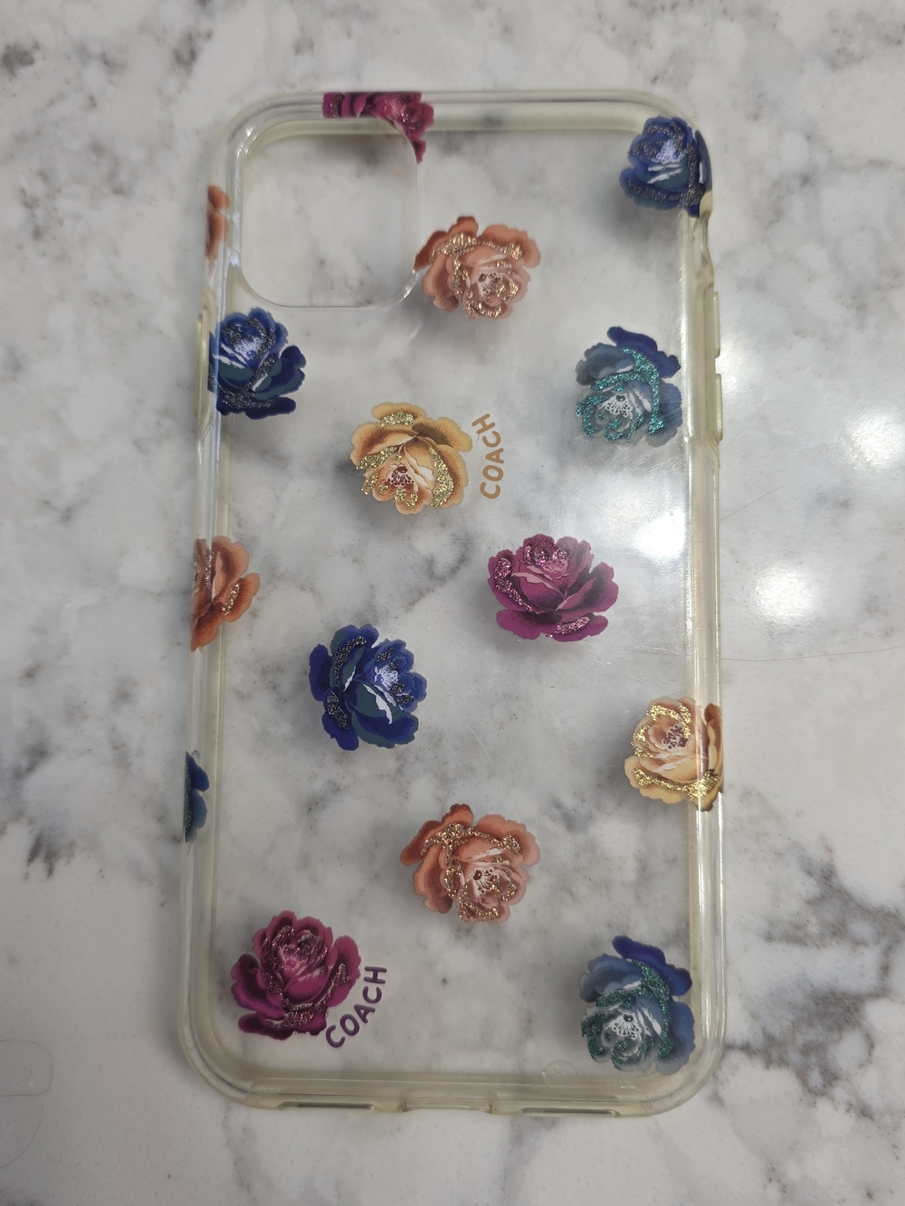 Coach Protective Case for the iPhone 11 Pro in the Dreamy Peony Clear/Rainbow